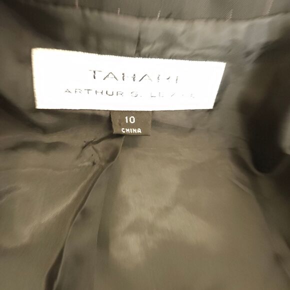 Tahari Womens 10 Black Pinstripe Polyester Blend 2-Button Office Career Blazer - Picture 3 of 7